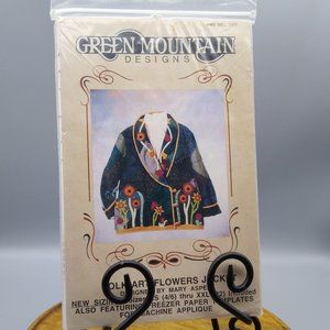 UNUSED Vintage Folk Art Flowers Jacket Applique Kit, 1994 Mary Asper Green Mount